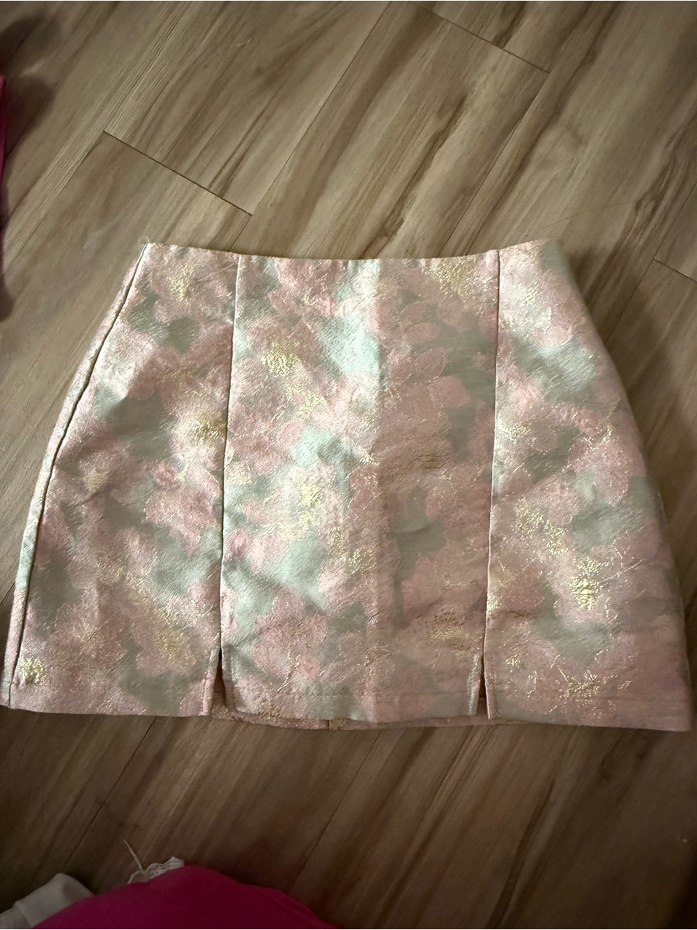 Cider mini skirt metallic floral a-line skirt size small